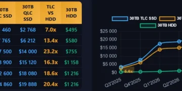 The price of server SSDs has soared 6.5 times in one year: the price of a 30 TB hard drive has reached -22,000. The price of server SSDs has soared 6.5 times in one year: the price of a 30 TB hard drive has reached -22,000.
