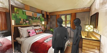Minecraft World will also feature a themed hotel with 69 rooms and the Escape the Nether roller coaster Minecraft World will also feature a themed hotel with 69 rooms and the Escape the Nether roller coaster