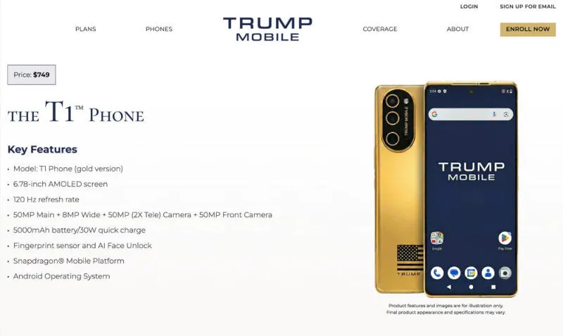 Trump Mobile T1 smartphone price increases by 0 – one and a half times more