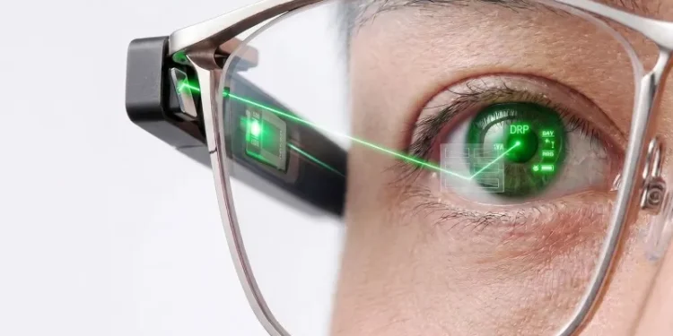 TDK demonstrates a screen that projects images directly onto the retina of the eye TDK demonstrates a screen that projects images directly onto the retina of the eye
